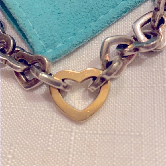 AUTHENTIC Y2K TIFFANY & CO HEART LINK BRACELET GOLD & SILVER RETIRED ⭐️⭐️⭐️⭐️⭐️ - Picture 5 of 14